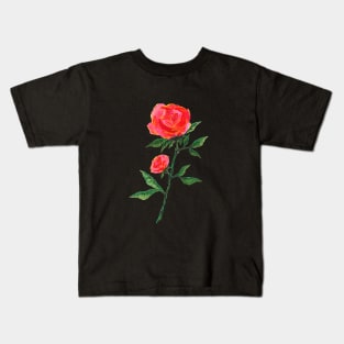 Red Rose Watercolor Kids T-Shirt